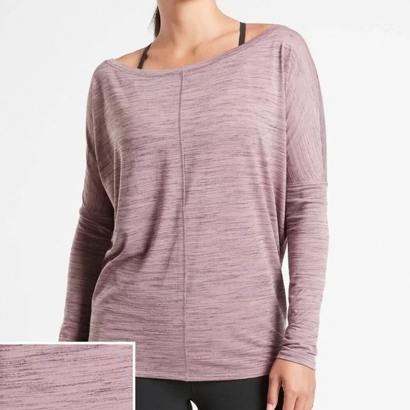 Athleta FLOW TOP ESSENCE SPACEDYE ColorFlora Mauve/ Spiced Cabernet size XS - Picture 1 of 5
